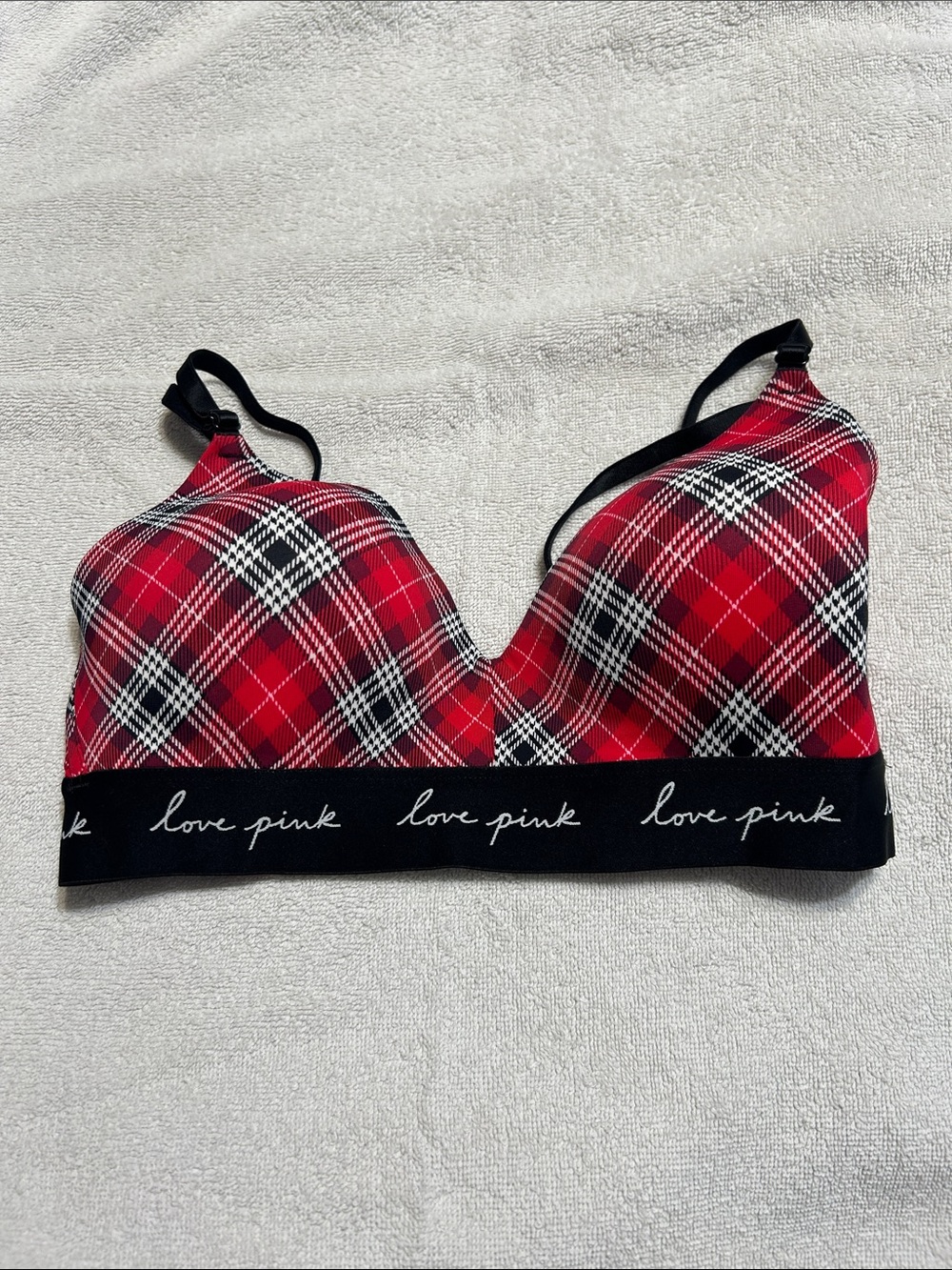 Victoria's Secret PINK Red Plaid Wireless Bra